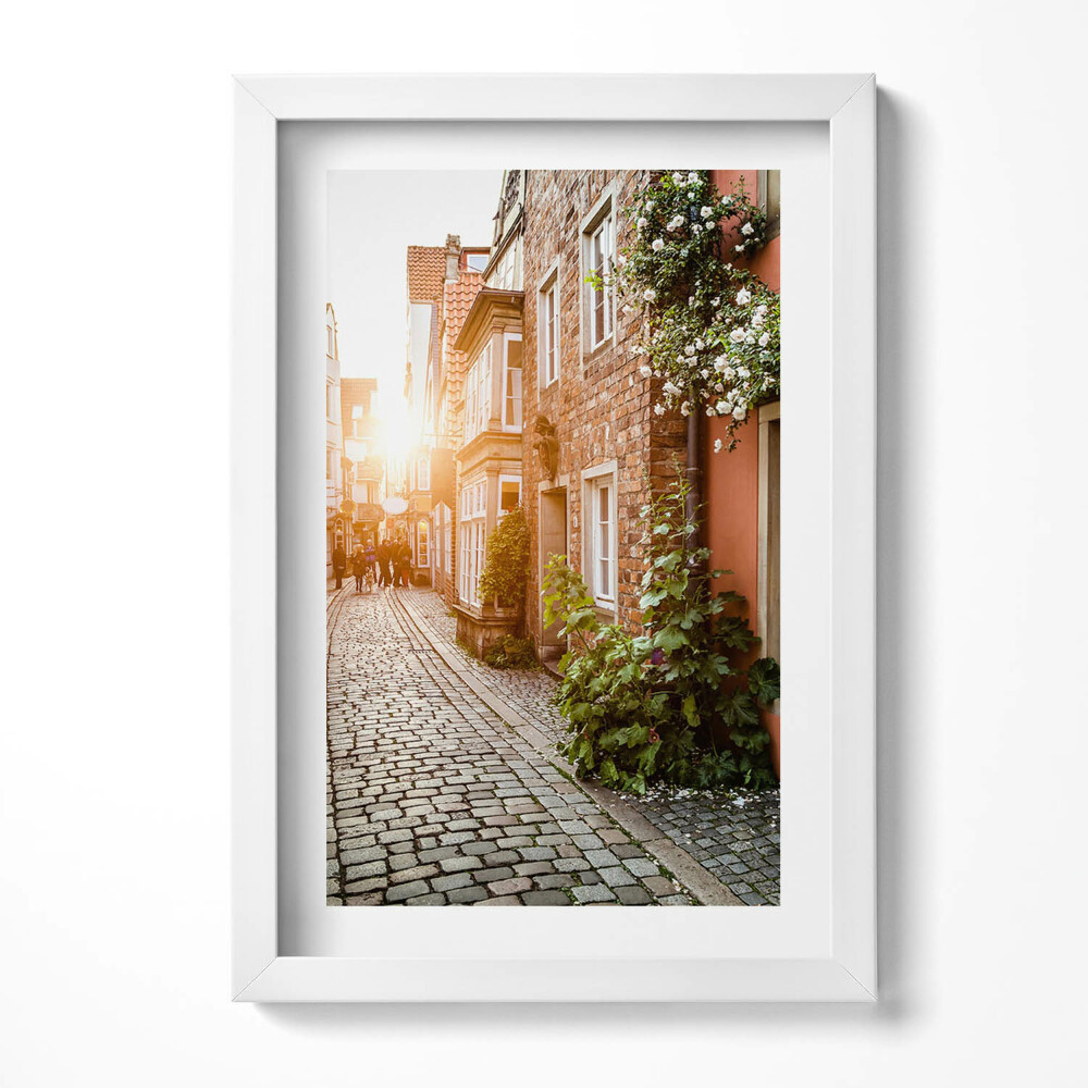 Obraz s rámem elegantní Italská ulice mezi budovami