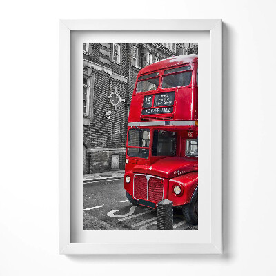Obraz s rámem elegantní Červený dvoupatrový autobus