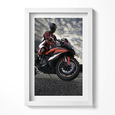 Obraz s rámem elegantní Muž na motorce