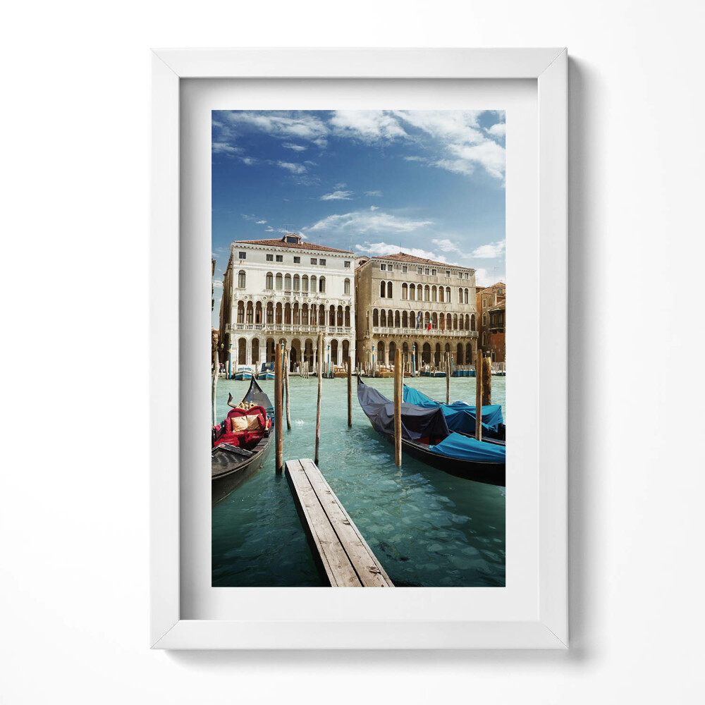 Obraz s rámem elegantní Gondoly Benátky Itálie