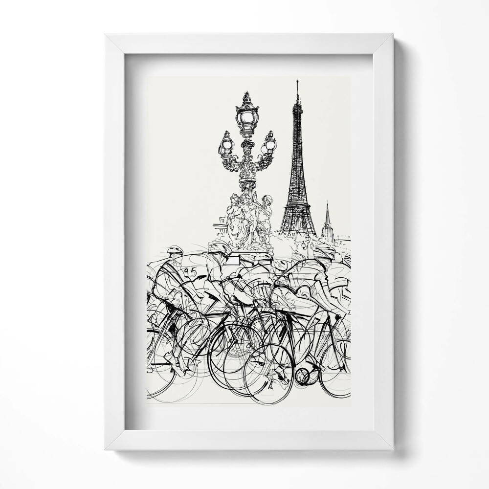 Obraz s rámem elegantní Cyklistický závod abstrakce