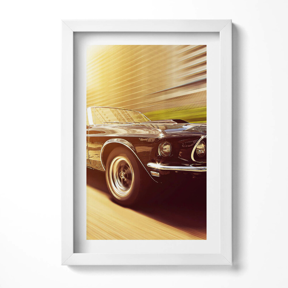 Obraz s rámem elegantní Klasické auto za jízdy