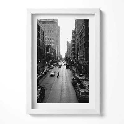Obraz s rámem elegantní Černobílé ulice Chicaga
