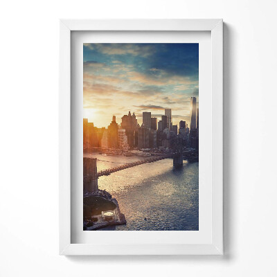 Obraz s rámem elegantní New York Manhattan a západ slunce