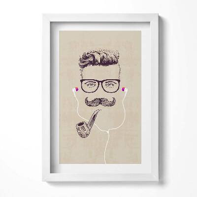 Obraz s rámem elegantní Muž s dýmkou a sluchátky