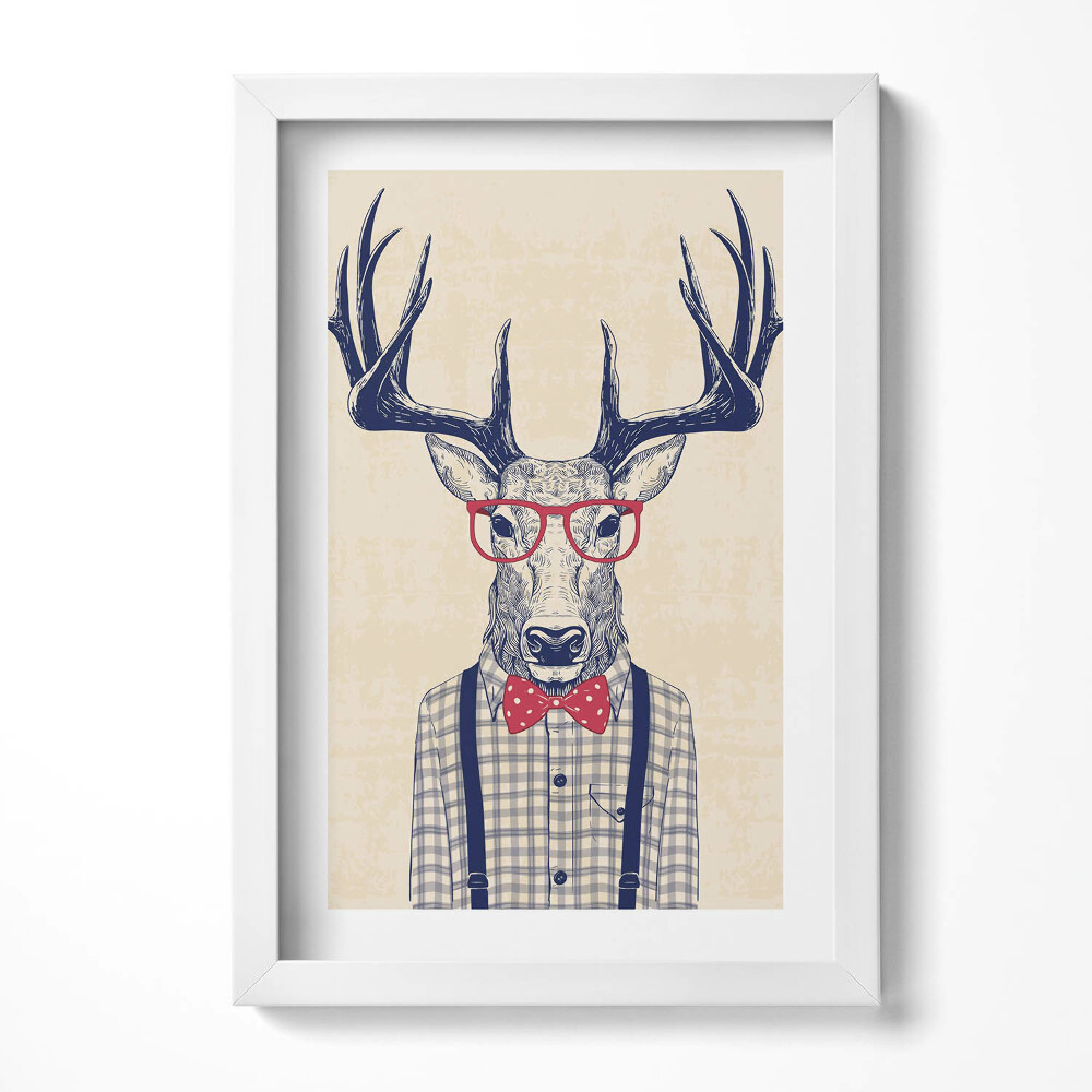 Obraz s rámem elegantní Jelen v košili a jazzový luk