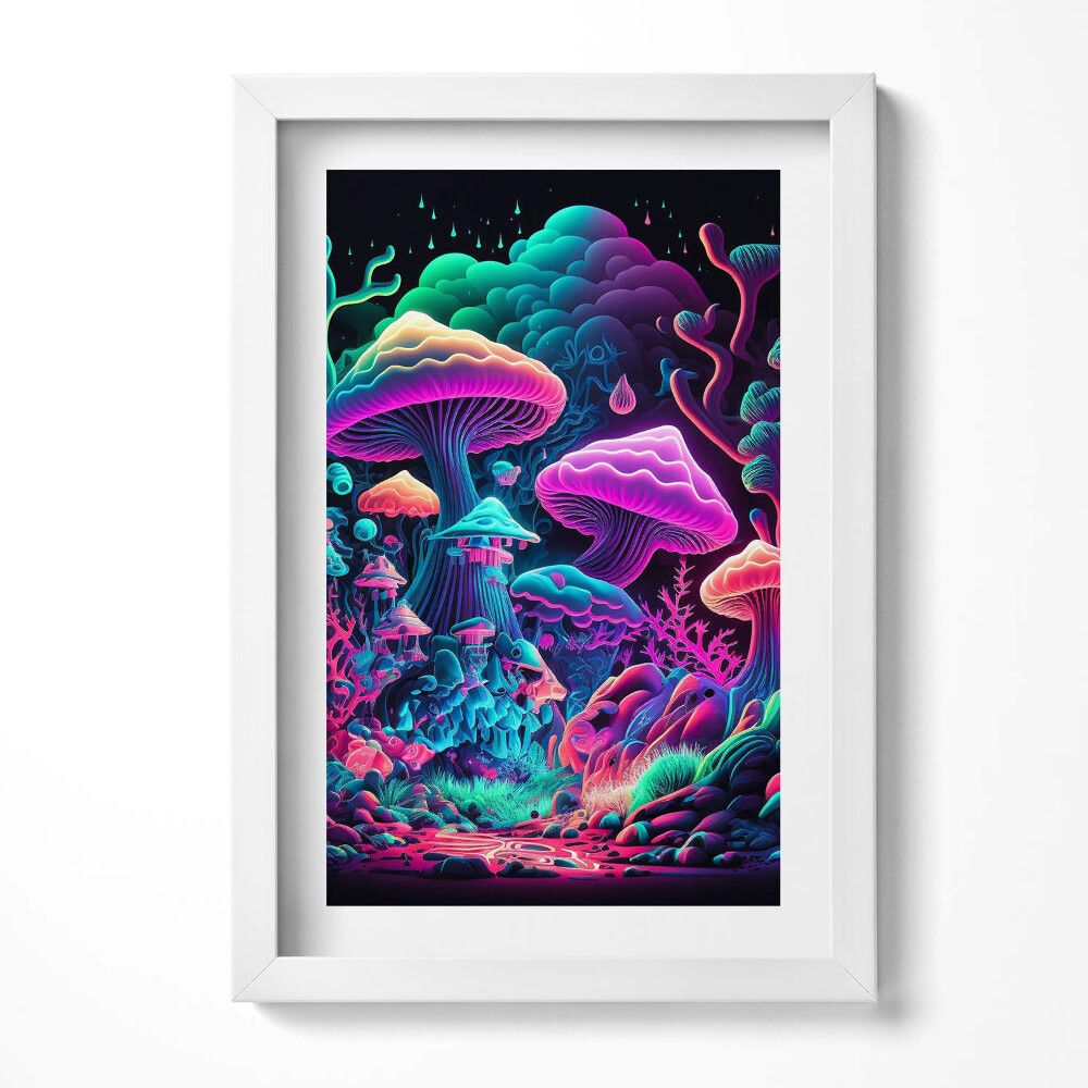 Obraz s rámem elegantní Neonové houby