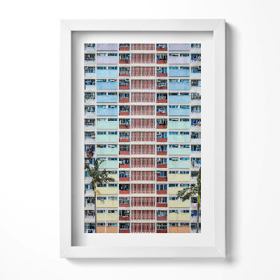 Obraz s rámem elegantní Barevná budova Hong Kong