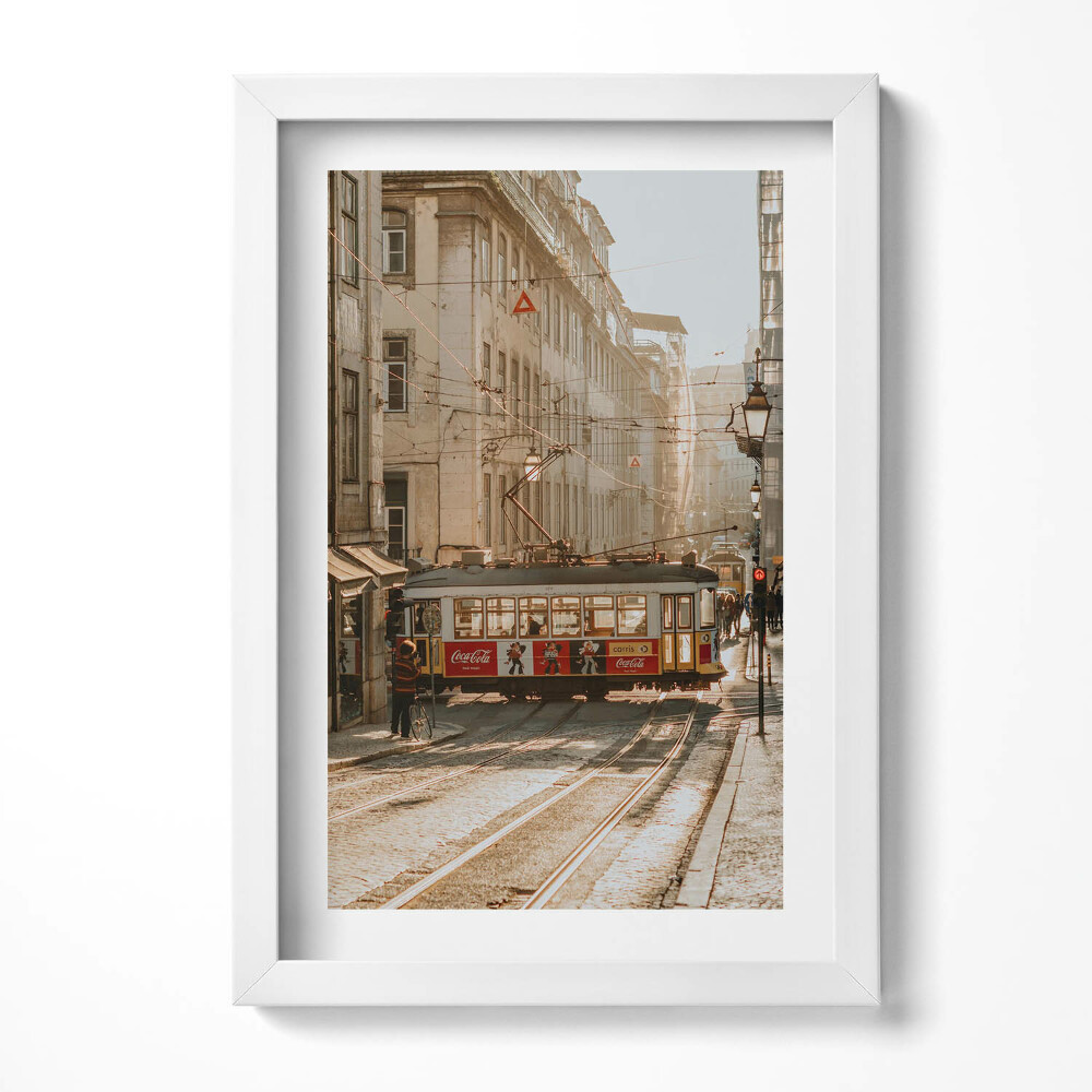 Obraz s rámem elegantní Pohled na Lisabon a tramvaj