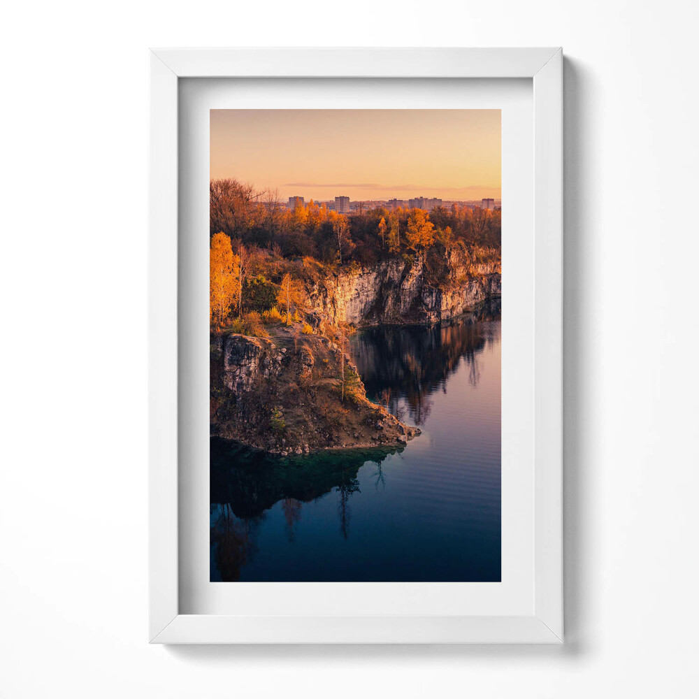 Obraz s rámem elegantní Krakov, jezero Zakrzówek na podzim