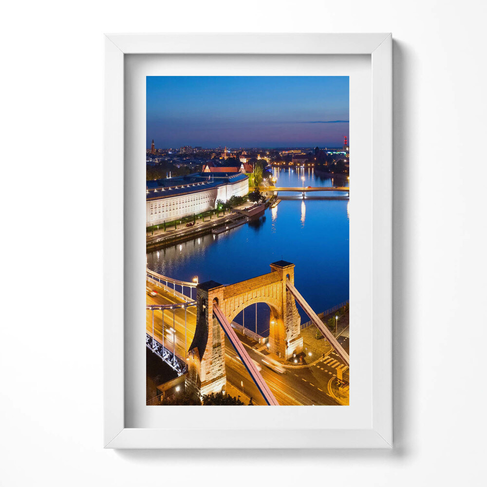 Obraz s rámem elegantní Město v noci Wrocław