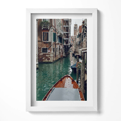 Obraz s rámem elegantní Loď mezi kanály v Benátkách