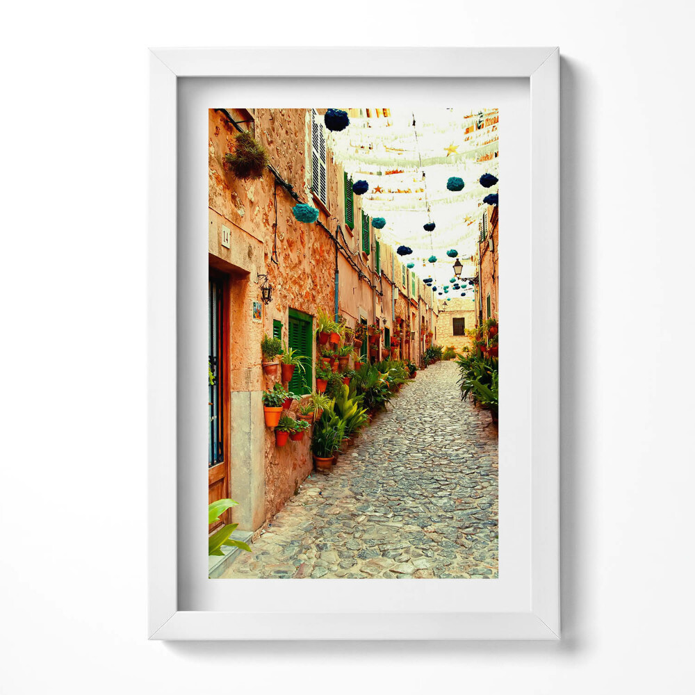 Obraz s rámem elegantní Ulice ve vesnici Valldemossa