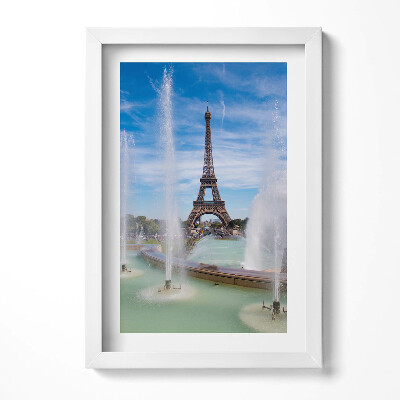 Obraz s rámem elegantní Fontána Eiffelova věž v Paříži