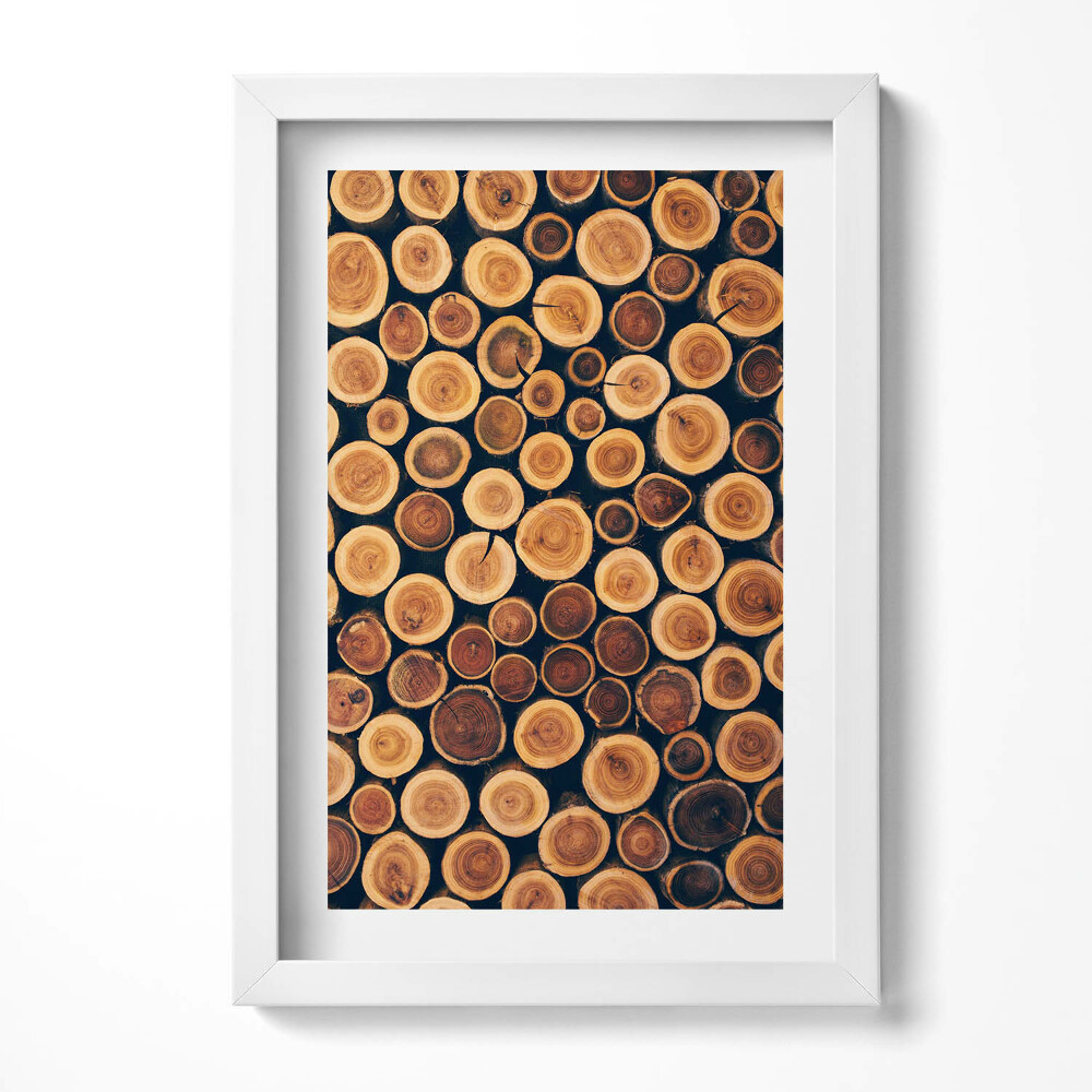 Obraz s rámem elegantní Dřevěné pařezy