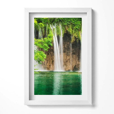 Obraz s rámem elegantní Příroda - jezero vodopád a vegetace