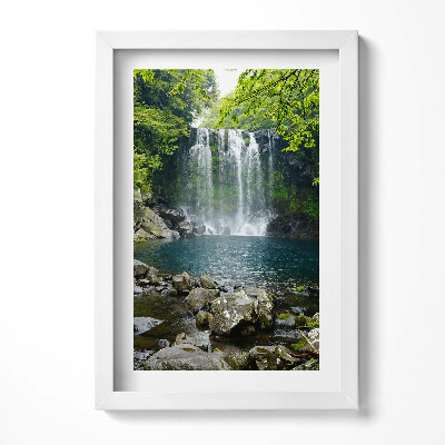 Obraz s rámem elegantní Vodopád a řeka mezi stromy