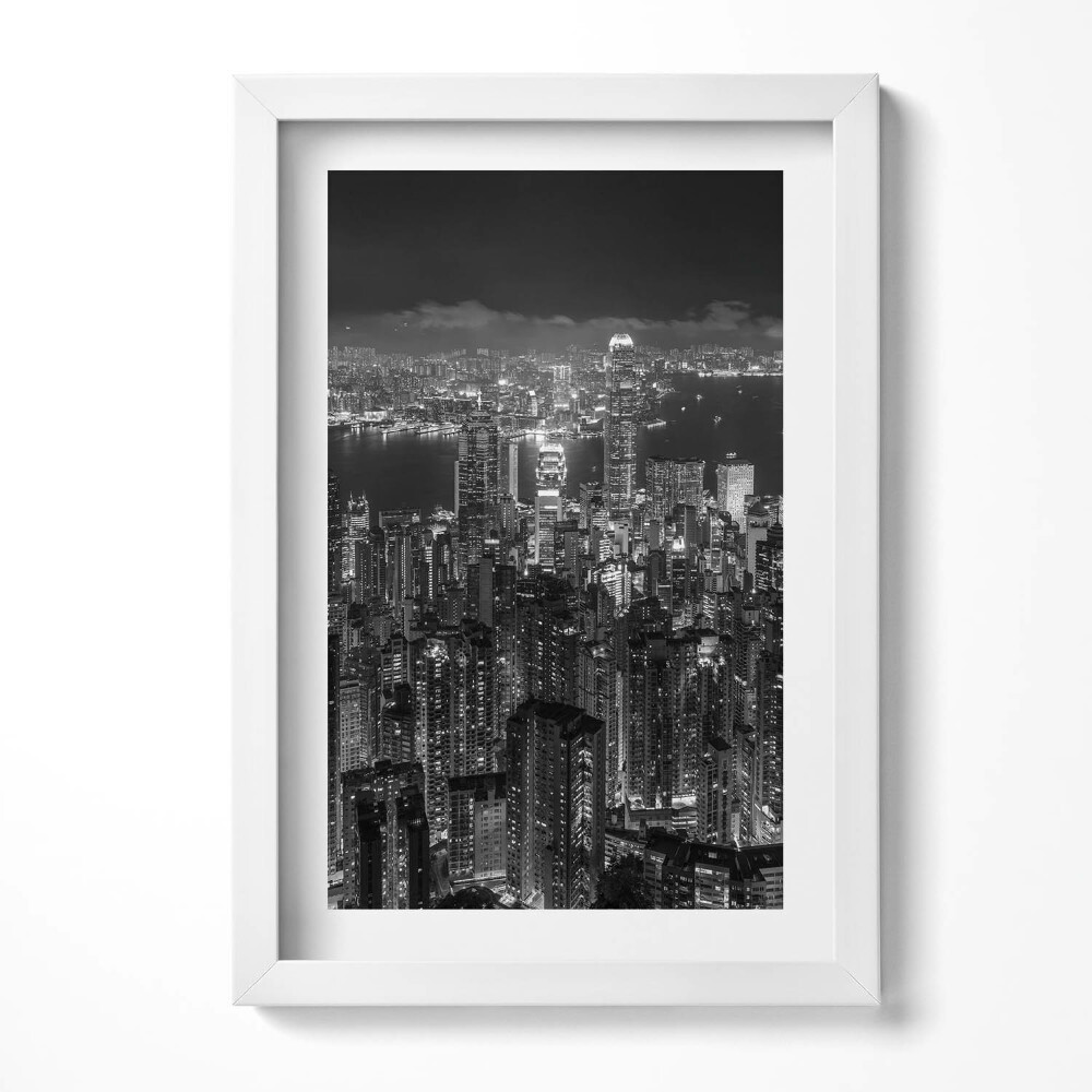 Obraz s rámem elegantní Pohled na město v noci