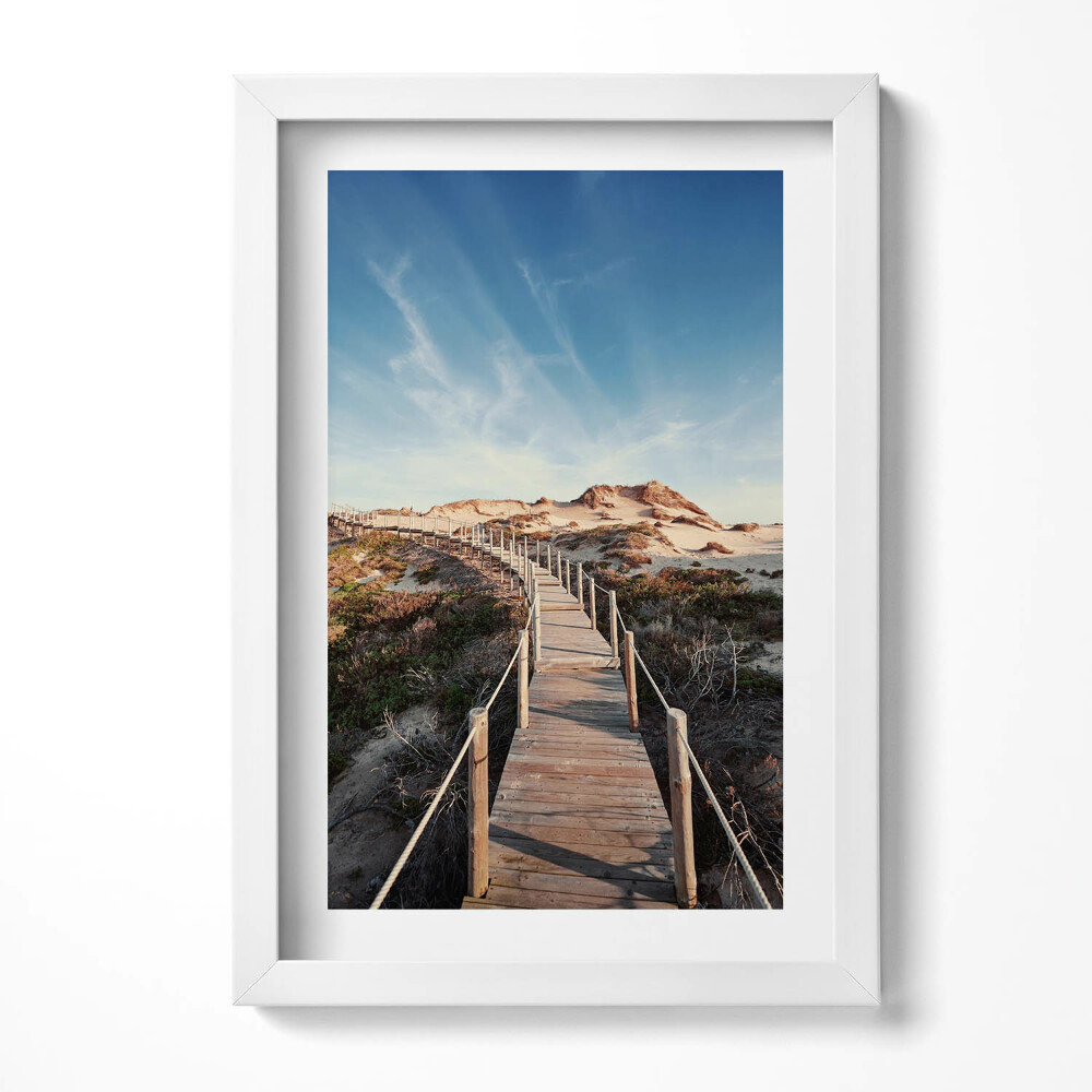 Obraz s rámem elegantní Letní krajina a dřevěná cesta