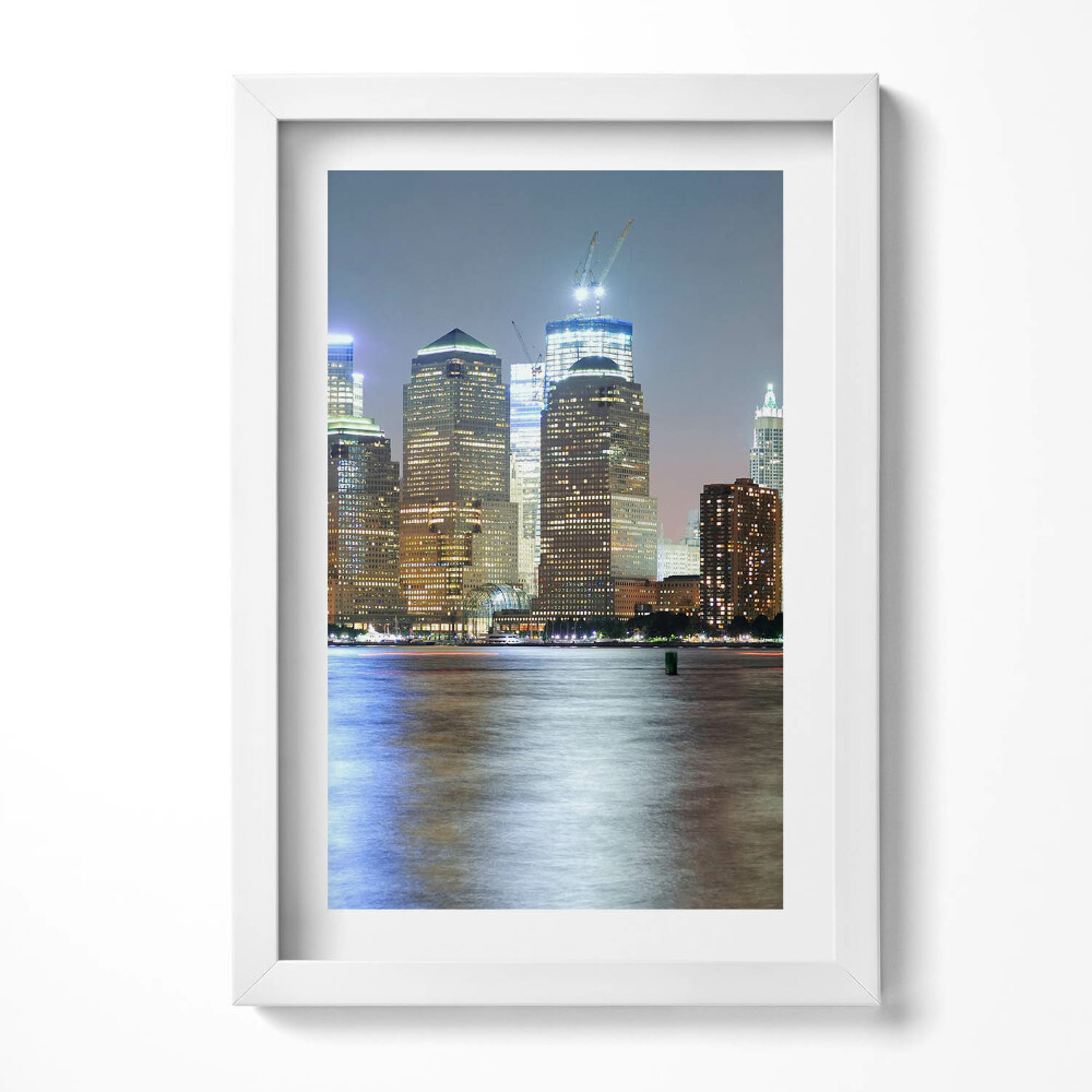 Obraz s rámem elegantní Panorama města v noci