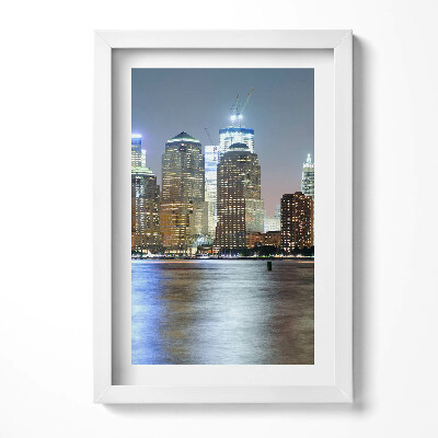 Obraz s rámem elegantní Panorama města v noci