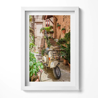 Obraz s rámem elegantní Motocykl v italské ulici