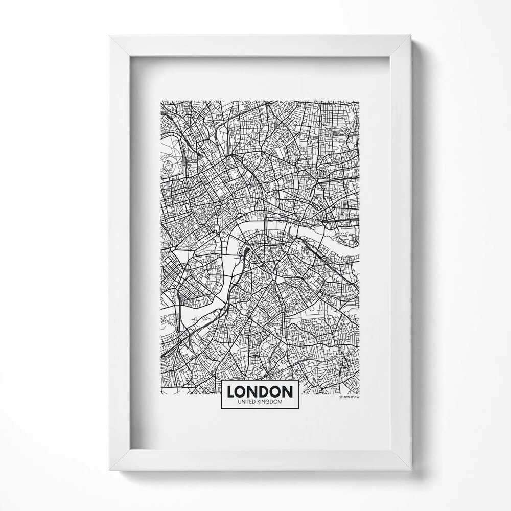 Obraz s rámem elegantní Mapa města Londýn Anglie