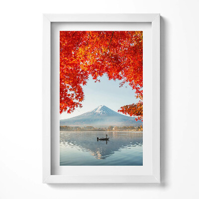 Obraz s rámem elegantní Krajina hory Fuji pod červeným stromem