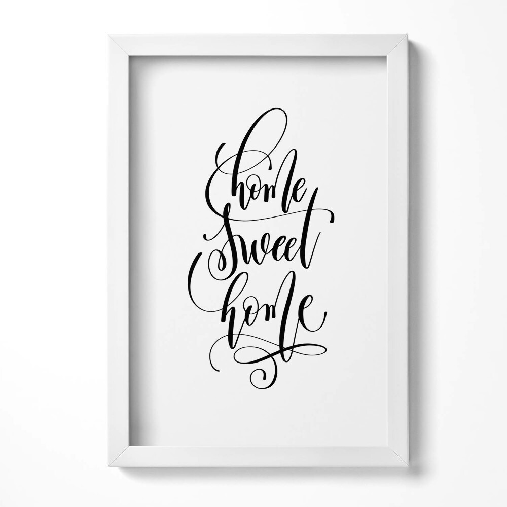 Obraz s rámem elegantní Dekorativní nápis do bytu "Home sweet home"