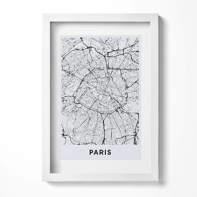 Obraz s rámem elegantní Mapa města Paříž Francie