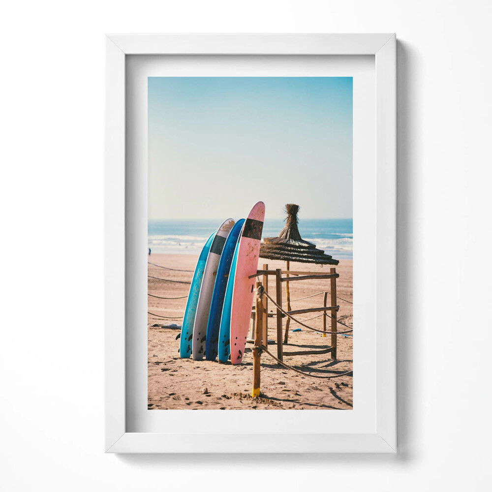 Obraz s rámem elegantní Surfy na pláži