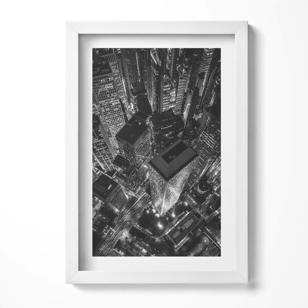 Obraz s rámem elegantní Velké město v noci z ptačí perspektivy