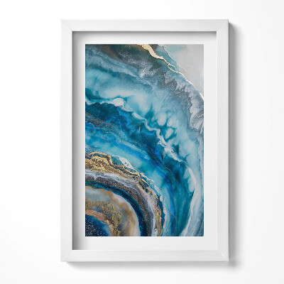 Obraz s rámem elegantní Modrý mramor abstrakce