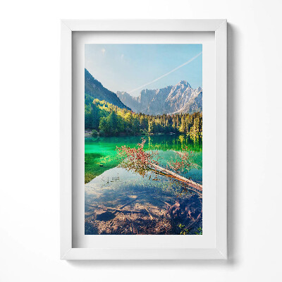 Obraz s rámem elegantní Krajina horského jezera mezi stromy