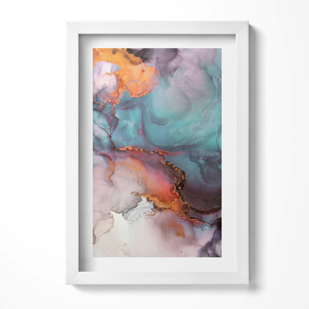 Obraz s rámem elegantní Tekutá abstrakce se zlatem