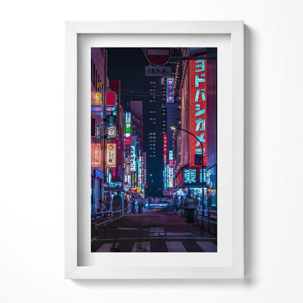 Obraz s rámem elegantní Asijské město v noci