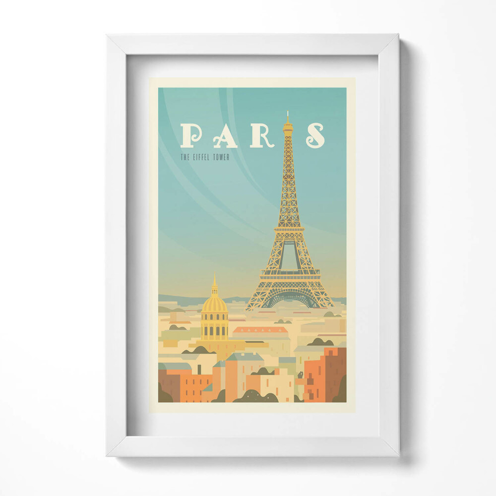 Obraz s rámem elegantní Ilustrace Paříže a Eiffelovy věže
