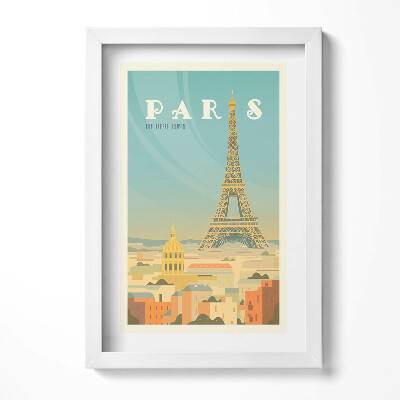 Obraz s rámem elegantní Ilustrace Paříže a Eiffelovy věže