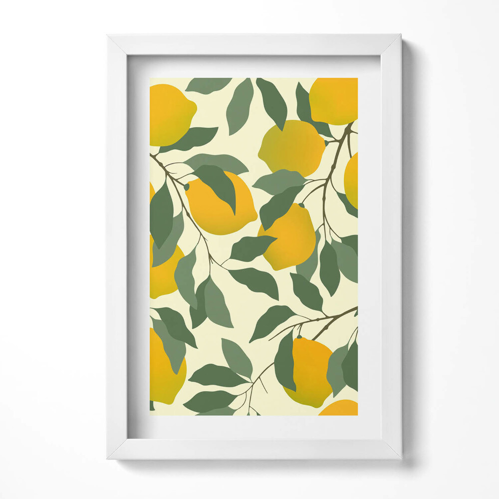 Obraz s rámem elegantní Ilustrace pro sicilskou citronovou kuchyni