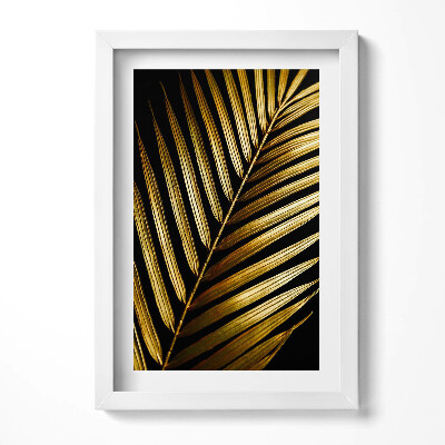 Obraz s rámem elegantní List ve zlatém lesku