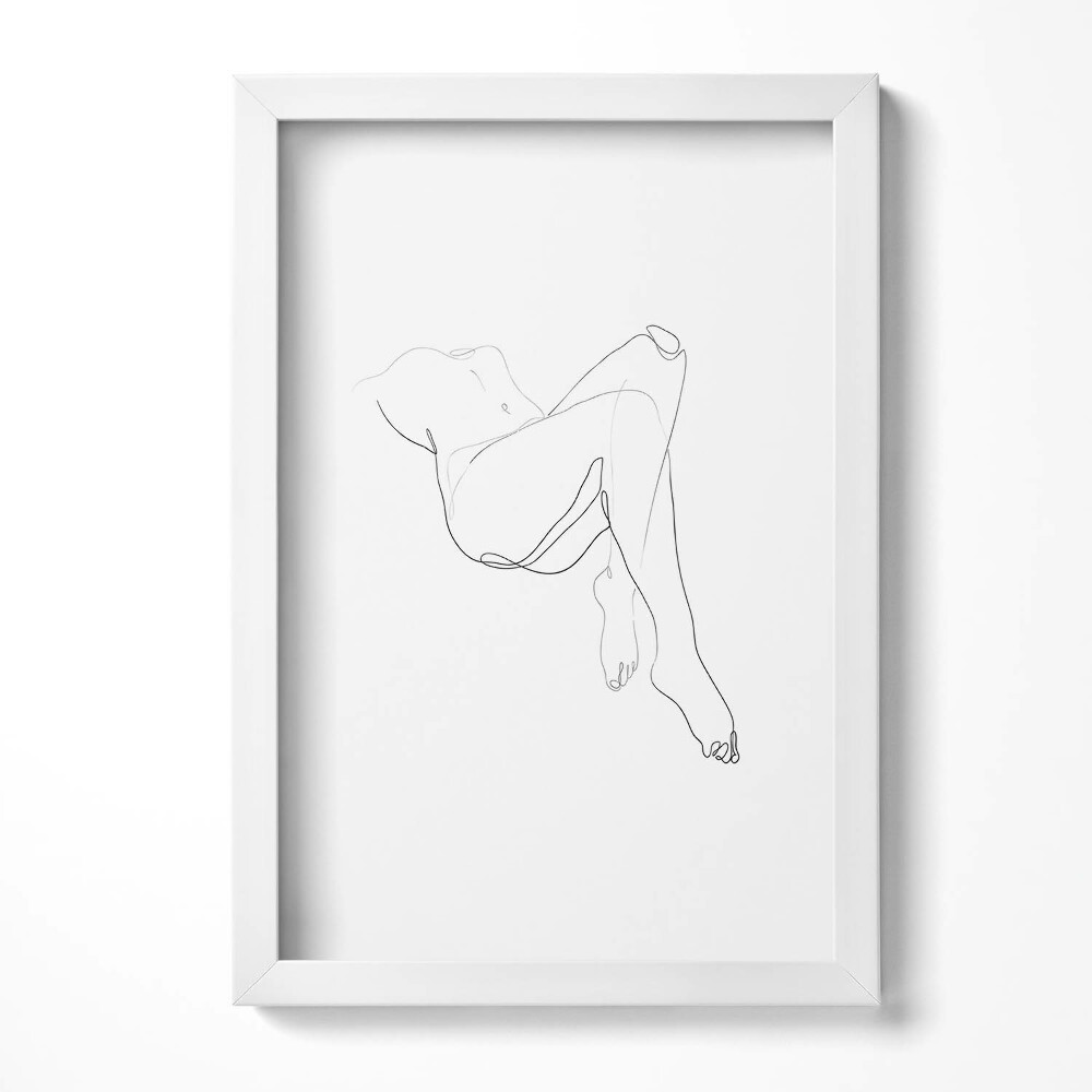 Obraz s rámem elegantní Čárová grafika ženského těla