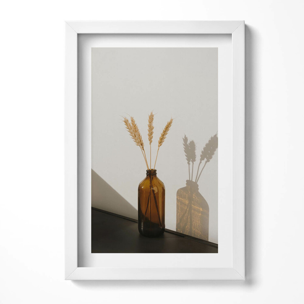 Obraz s rámem elegantní Boho váza s klasy