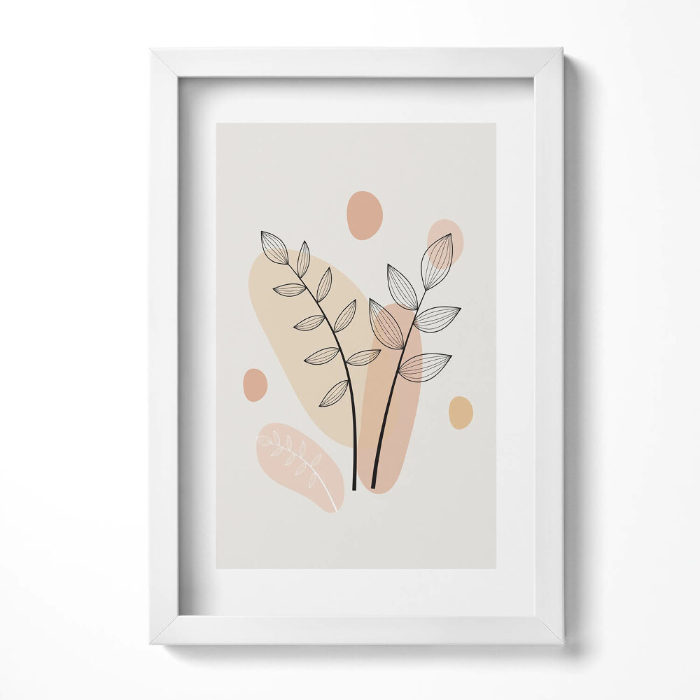 Obraz s rámem elegantní Boho abstraktní rostliny