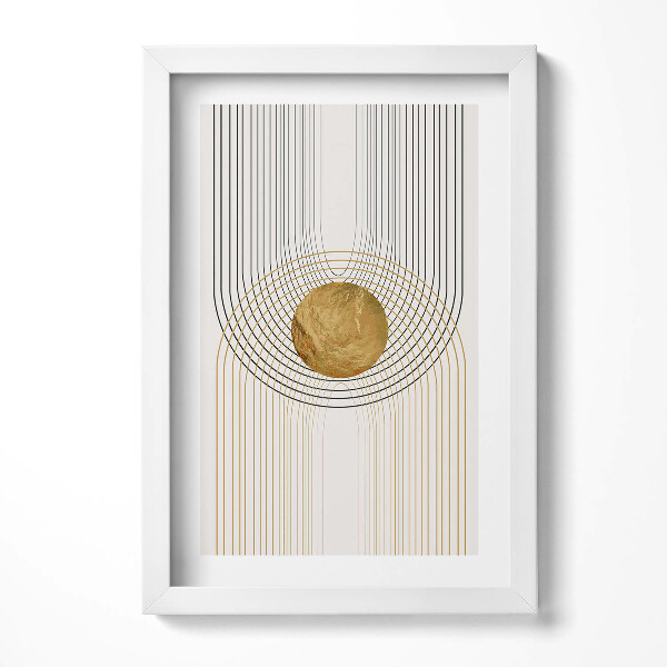 Obraz s rámem elegantní Boho abstraktní minimalistické tvary se zlatem