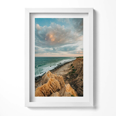 Obraz s rámem elegantní Letní krajina mořské oblohy a nábřeží