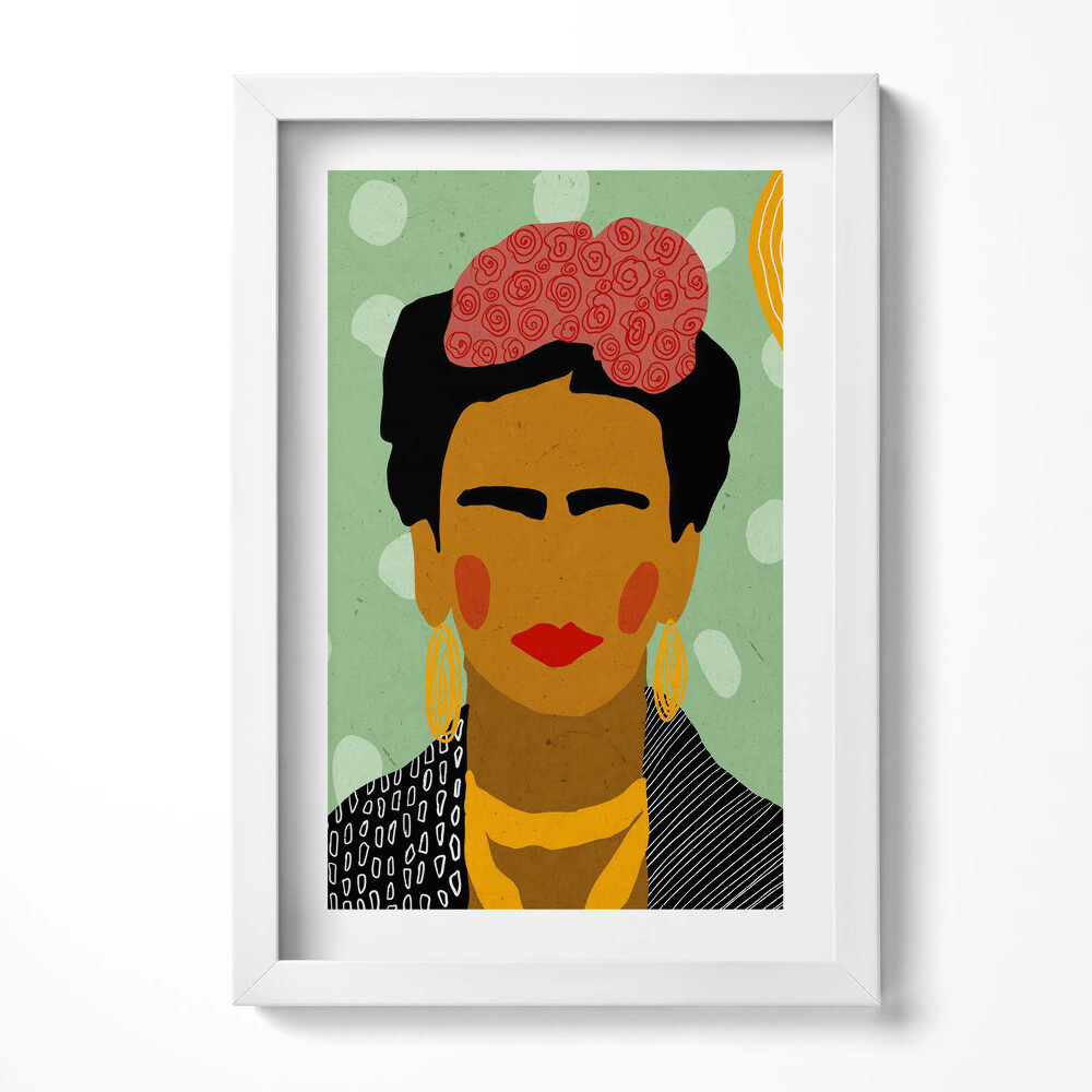 Obraz s rámem elegantní Frida portrét ilustrace