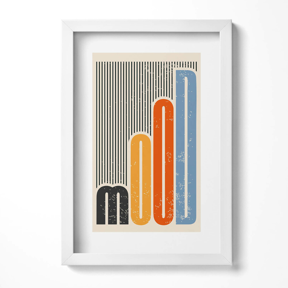 Obraz s rámem elegantní Modernistický barevný nápis "nálada"
