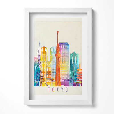 Obraz s rámem elegantní Barevné ilustrace města Tokia v Japonsku