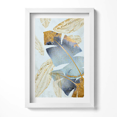 Obraz s rámem elegantní Glamour banánové listy se zlatem