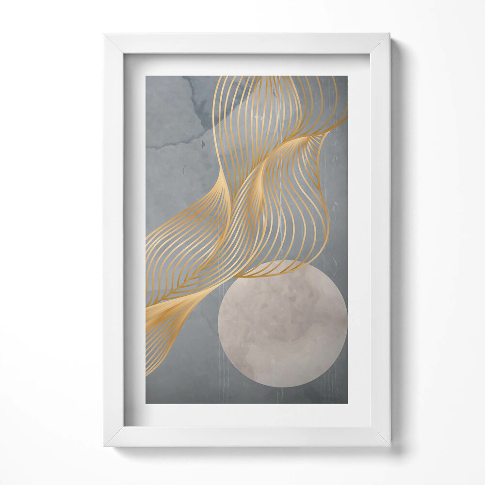 Obraz s rámem elegantní Abstraktní ilustrace měsíce se zlatem